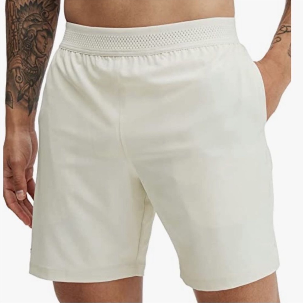 NWT Fabletics Men’s Fundamental 7” Lined Short in Bone White | XL